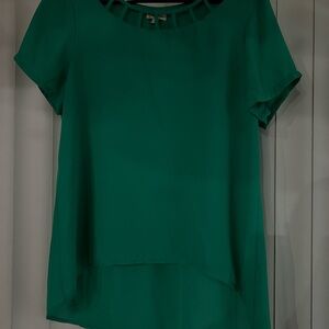 Lily White Asymmetrical Green Blouse Women’s Sz L